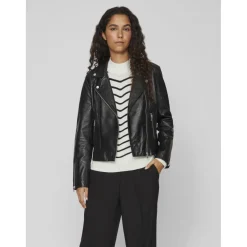 Veste biker noir en cuir