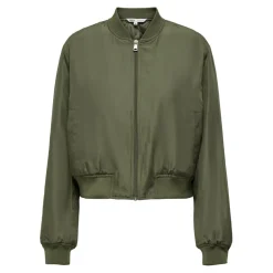 Veste bomber court col rond vert Ines