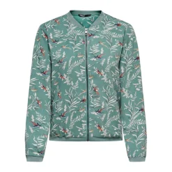 Veste bomber Imprimé all over Col rond Manches longues Poignets côtelés vert