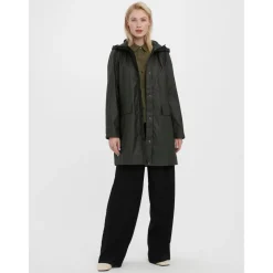 Veste Capuche Au-dessus du genou vert