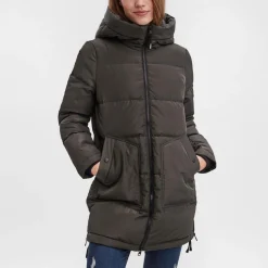 Veste Capuche Manches longues Au-dessus du genou vert