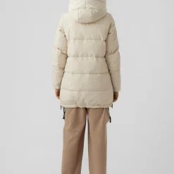 Veste Capuche Manches longues Au-dessus du genou beige
