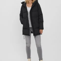 Veste Capuche Manches longues Au-dessus du genou noir Ruth