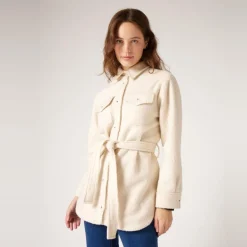 Veste ceinturée écru