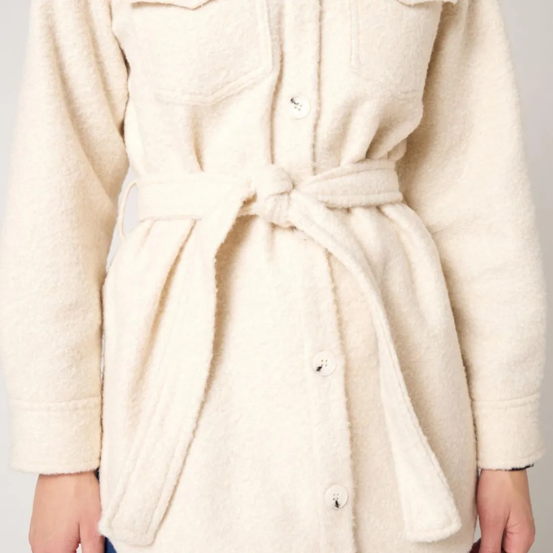 Veste ceinturée écru