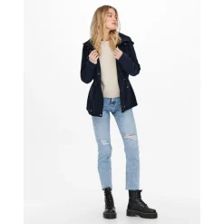 Veste Col haut Manches longues Cordon de serrage à la taille bleu