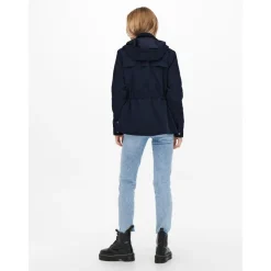 Veste Col haut Manches longues Cordon de serrage à la taille bleu