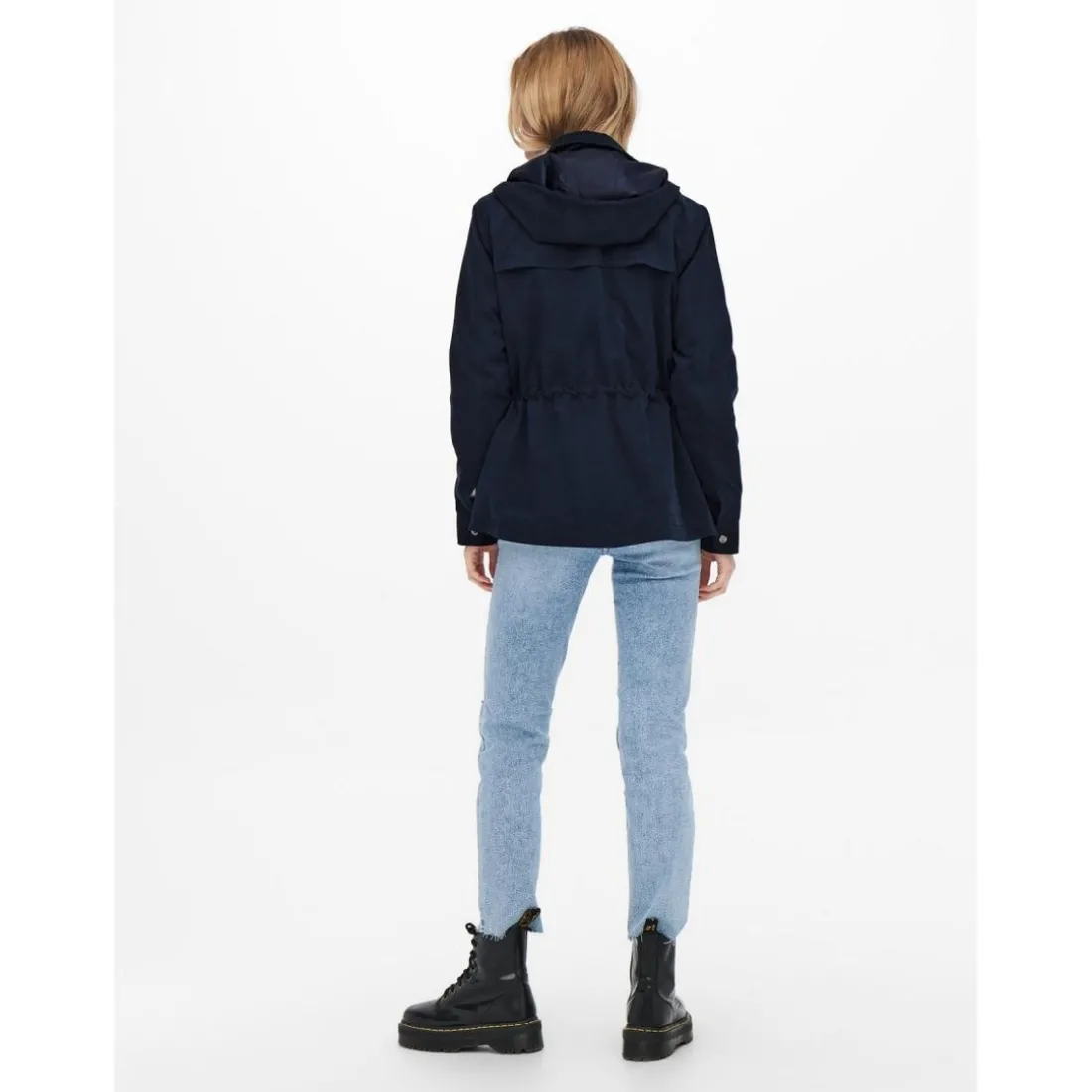Veste Col haut Manches longues Cordon de serrage à la taille bleu
