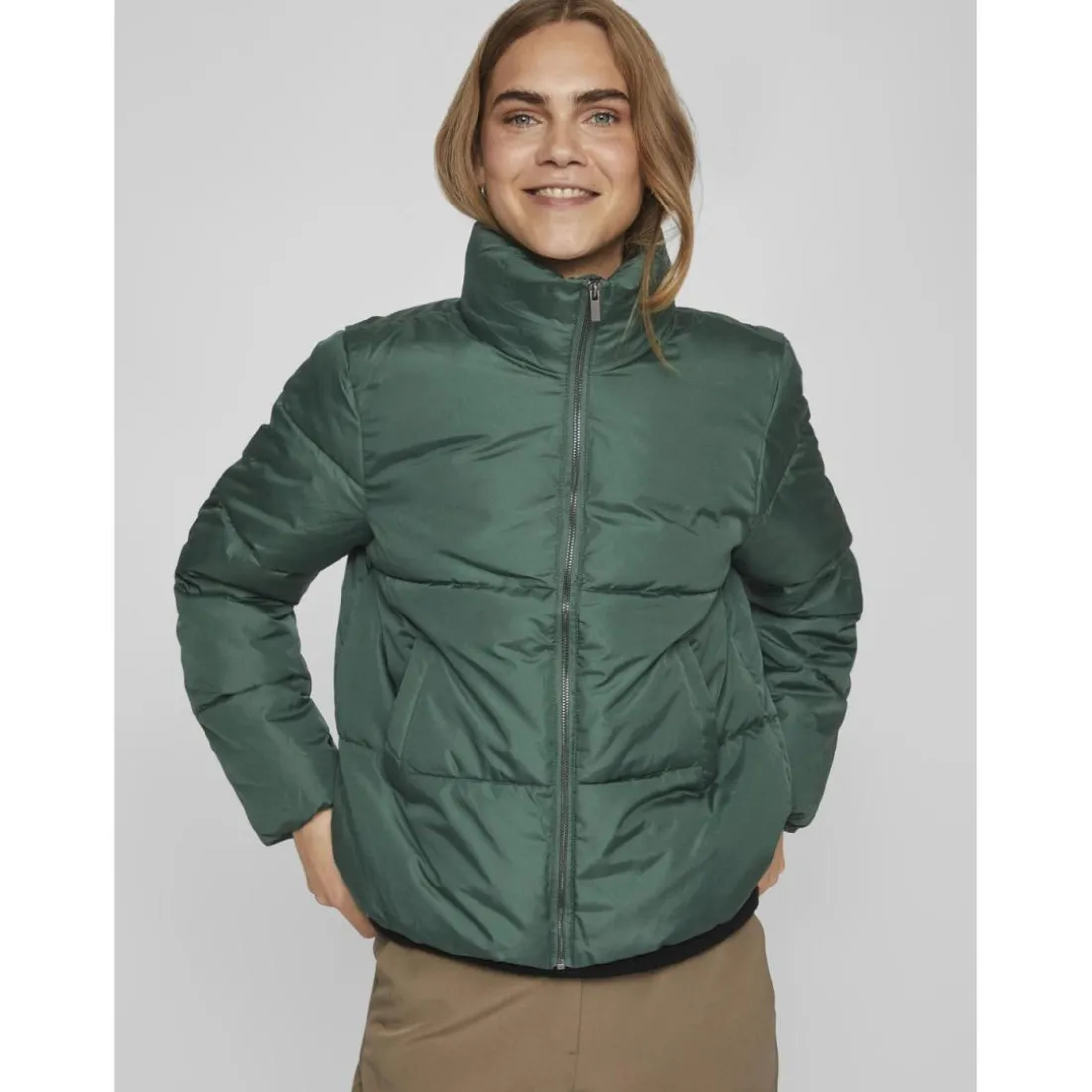 Veste col montant haut vert foncé