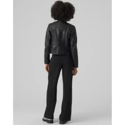 Veste Col motard Manches longues noir en viscose Lyra