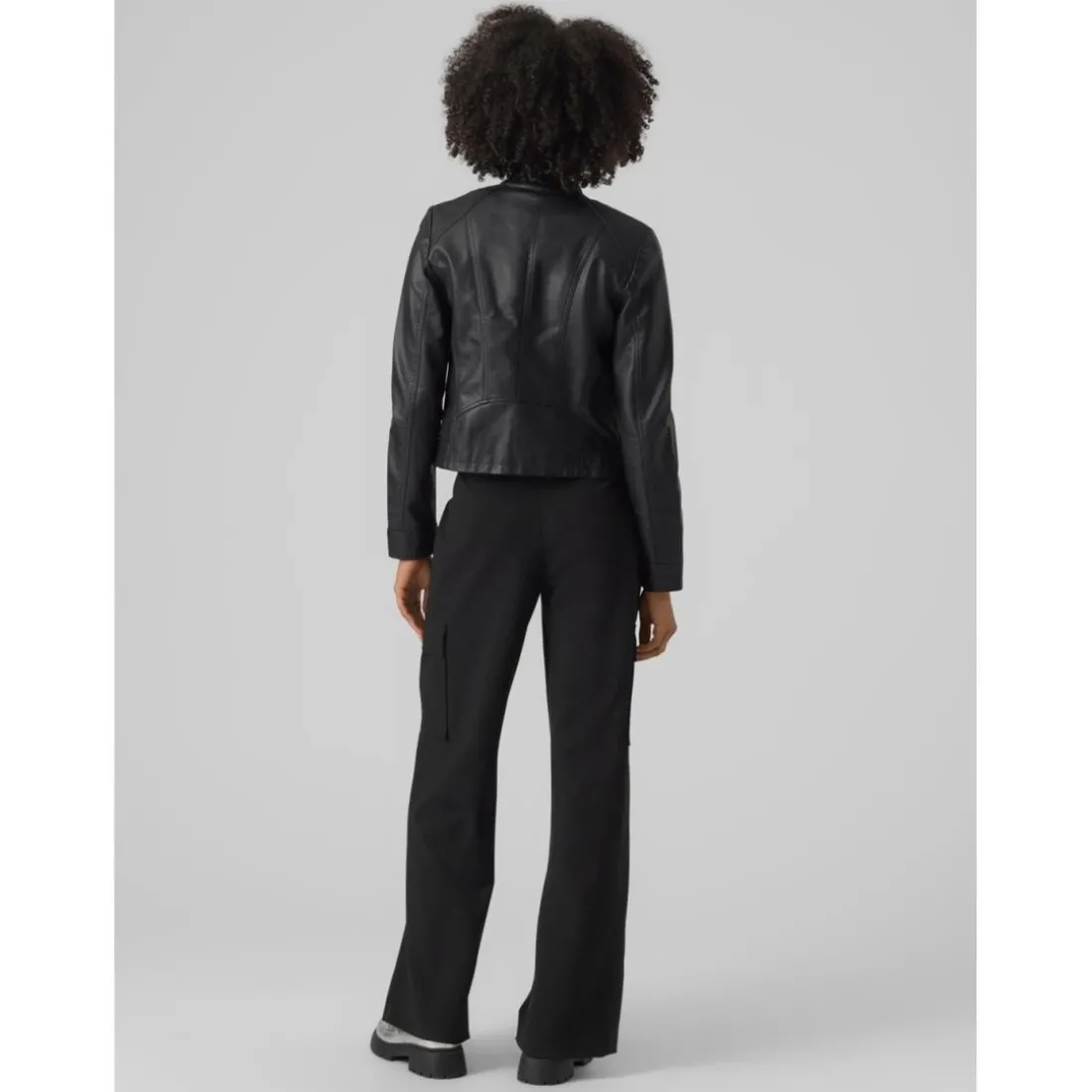 Veste Col motard Manches longues noir en viscose Lyra