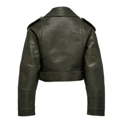Veste de motard en simili-cuir court col motard noir Ella