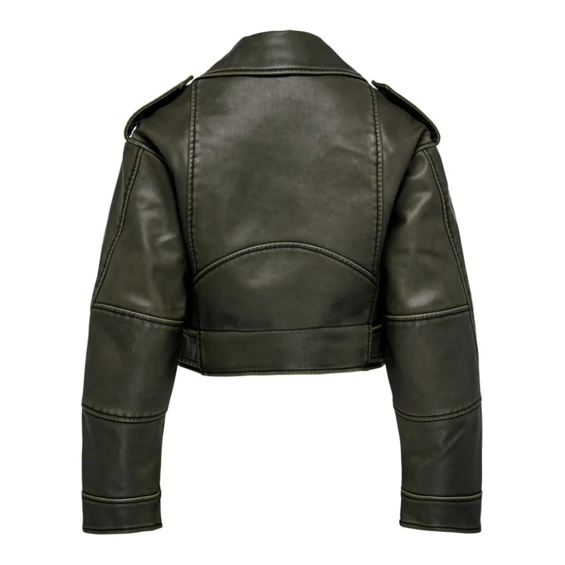 Veste de motard en simili-cuir court col motard noir Ella