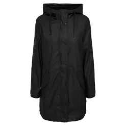Veste de pluie capuche avec cordon de serrage noir Juno