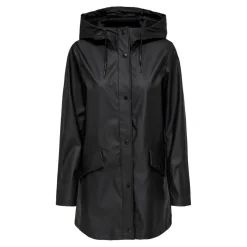Veste de pluie Imperméable à l'eau Capuche Cordon de serrage à l'ourlet noir