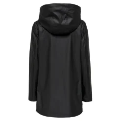 Veste de pluie Imperméable à l'eau Capuche Cordon de serrage à l'ourlet noir