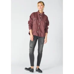 Veste Eliza en jeans lie de vin violet