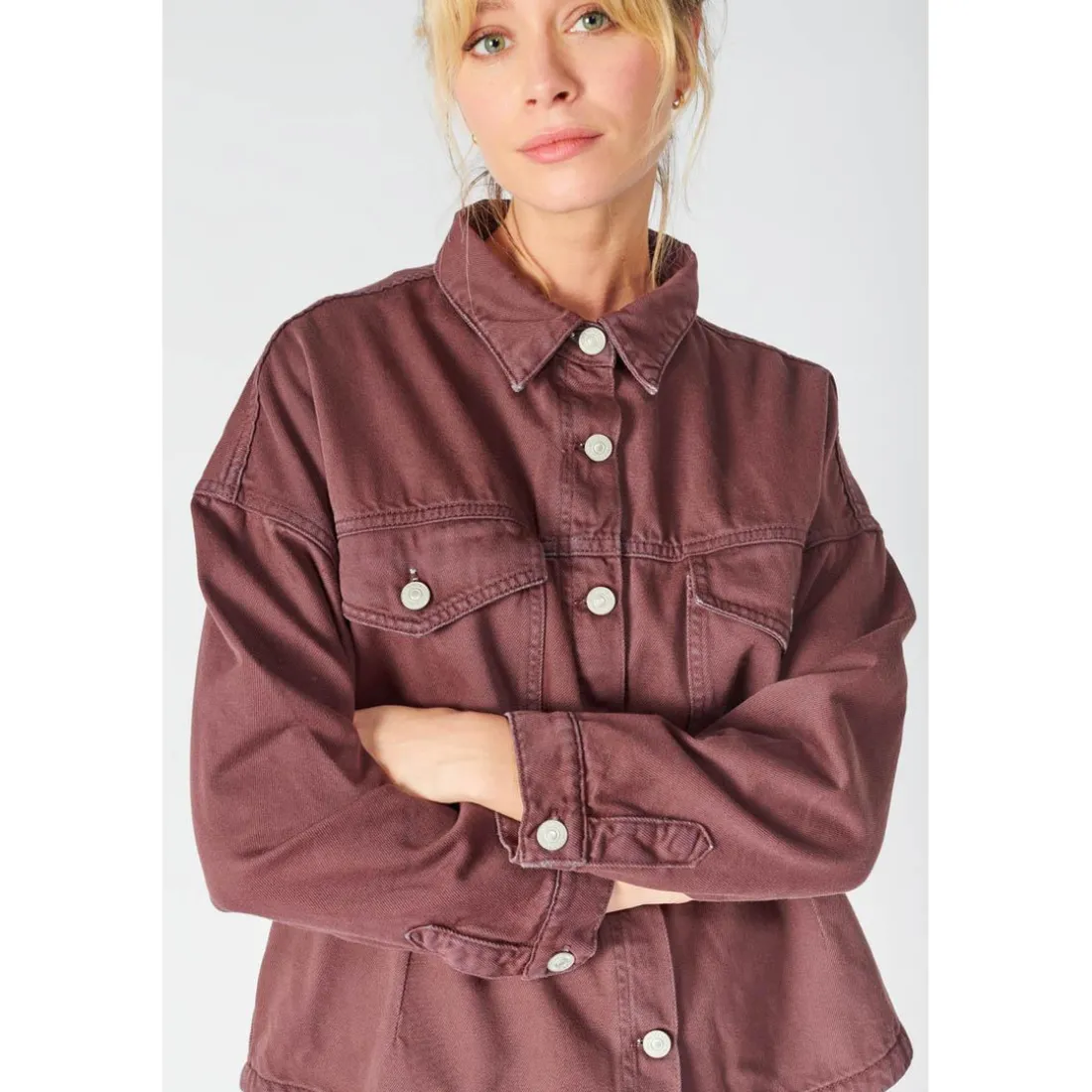 Veste Eliza en jeans lie de vin violet