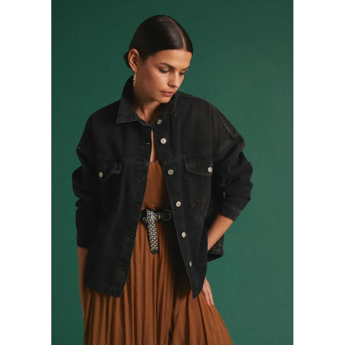 Veste Eliza en jeans noir délavé
