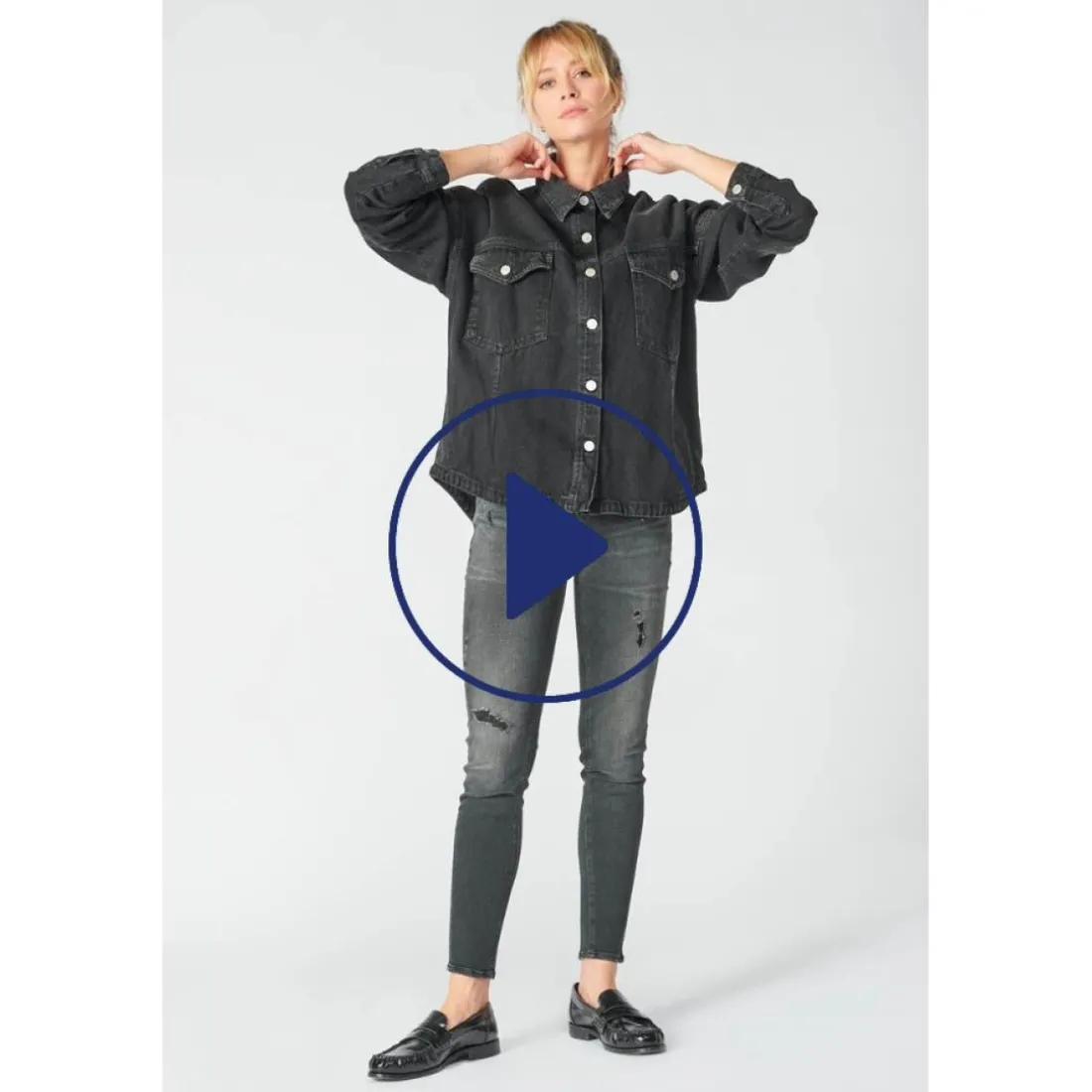 Veste Eliza en jeans noir délavé