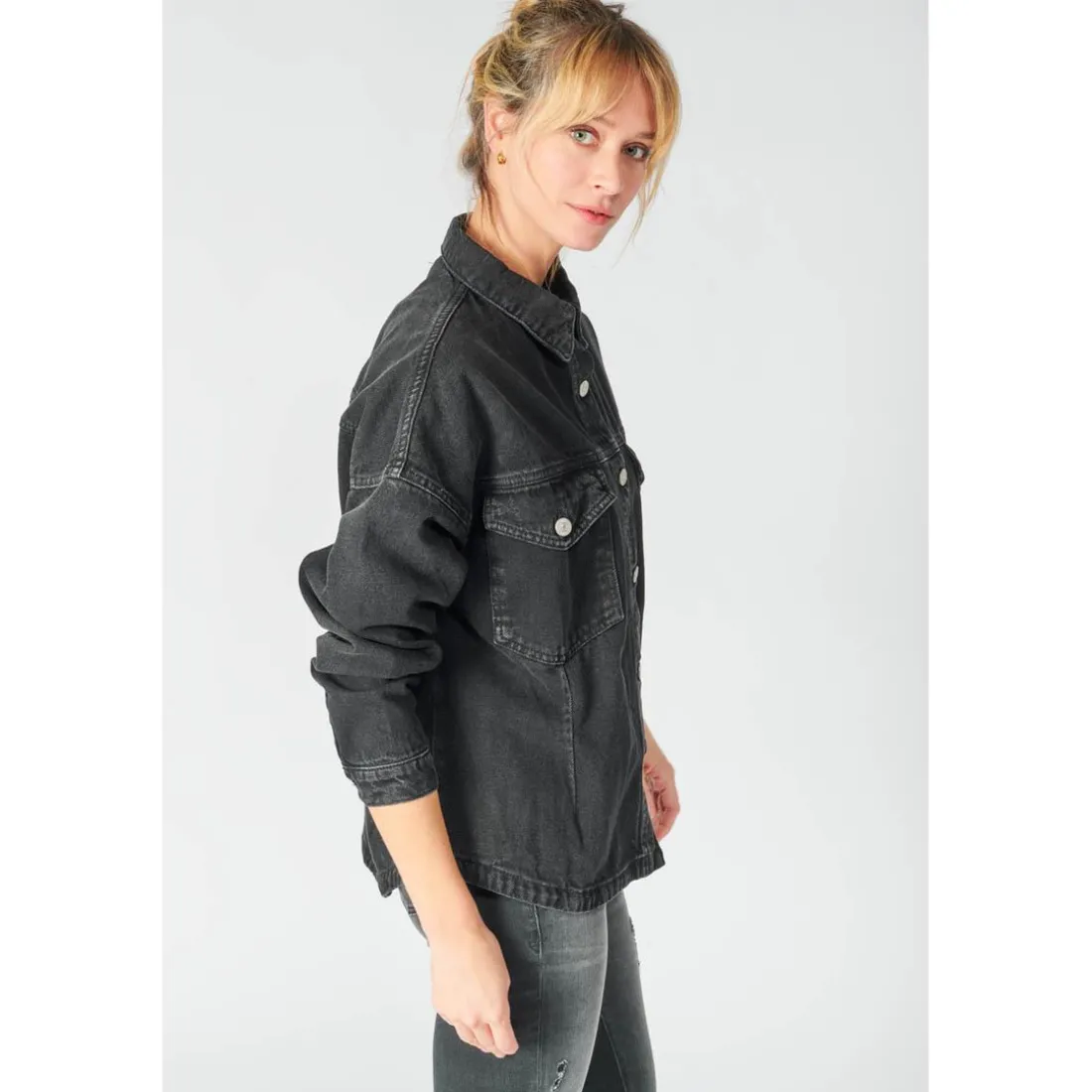 Veste Eliza en jeans noir délavé
