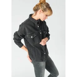 Veste Eliza en jeans noir délavé
