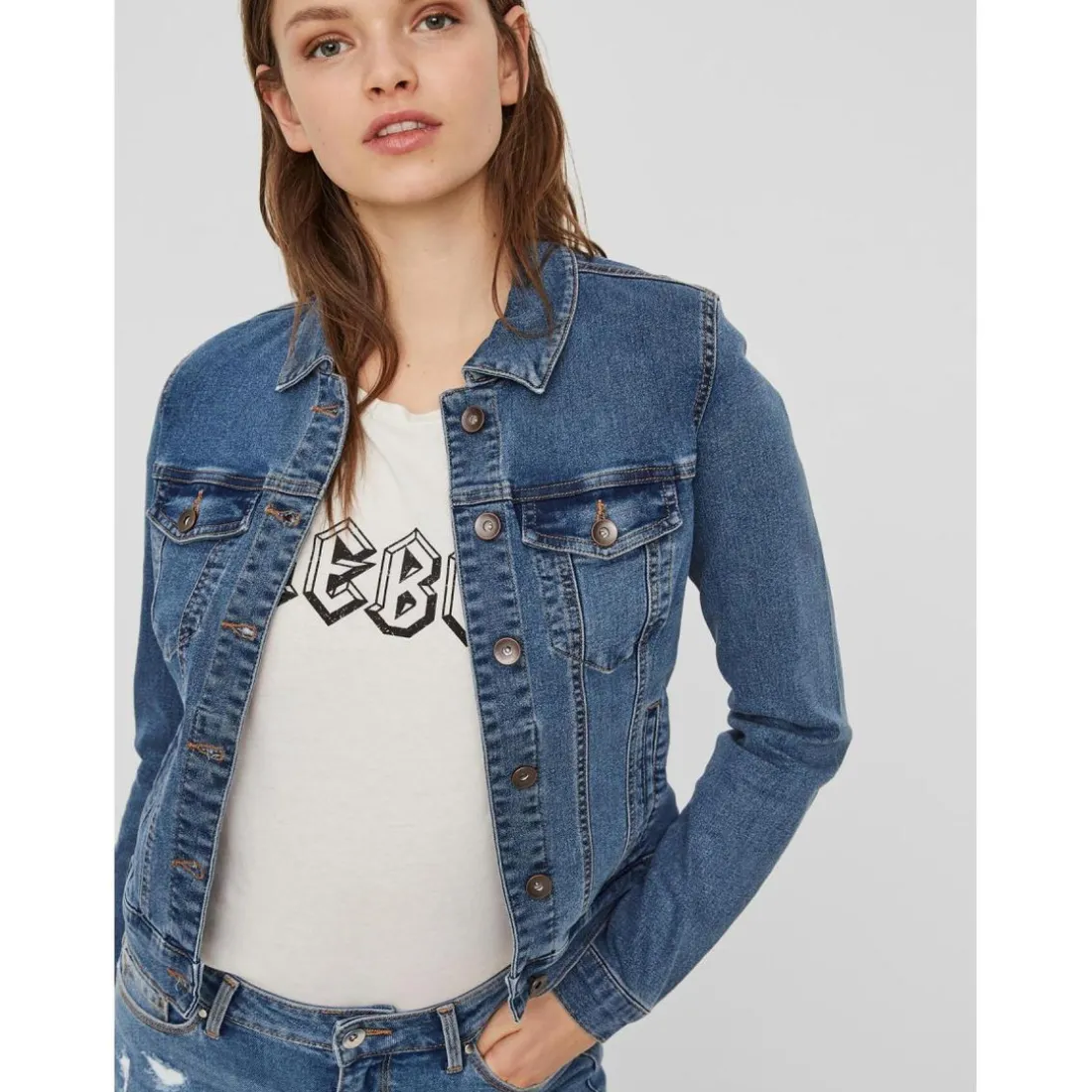Veste en jean bleu Gia