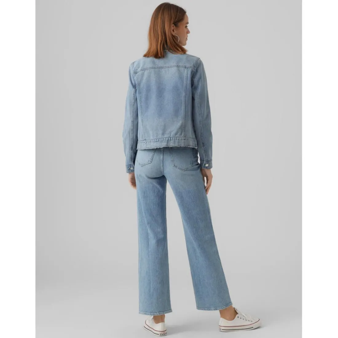 Veste en jean Col en V Manches longues bleu Gail