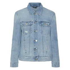 Veste en jean Col en V Manches longues bleu Gail