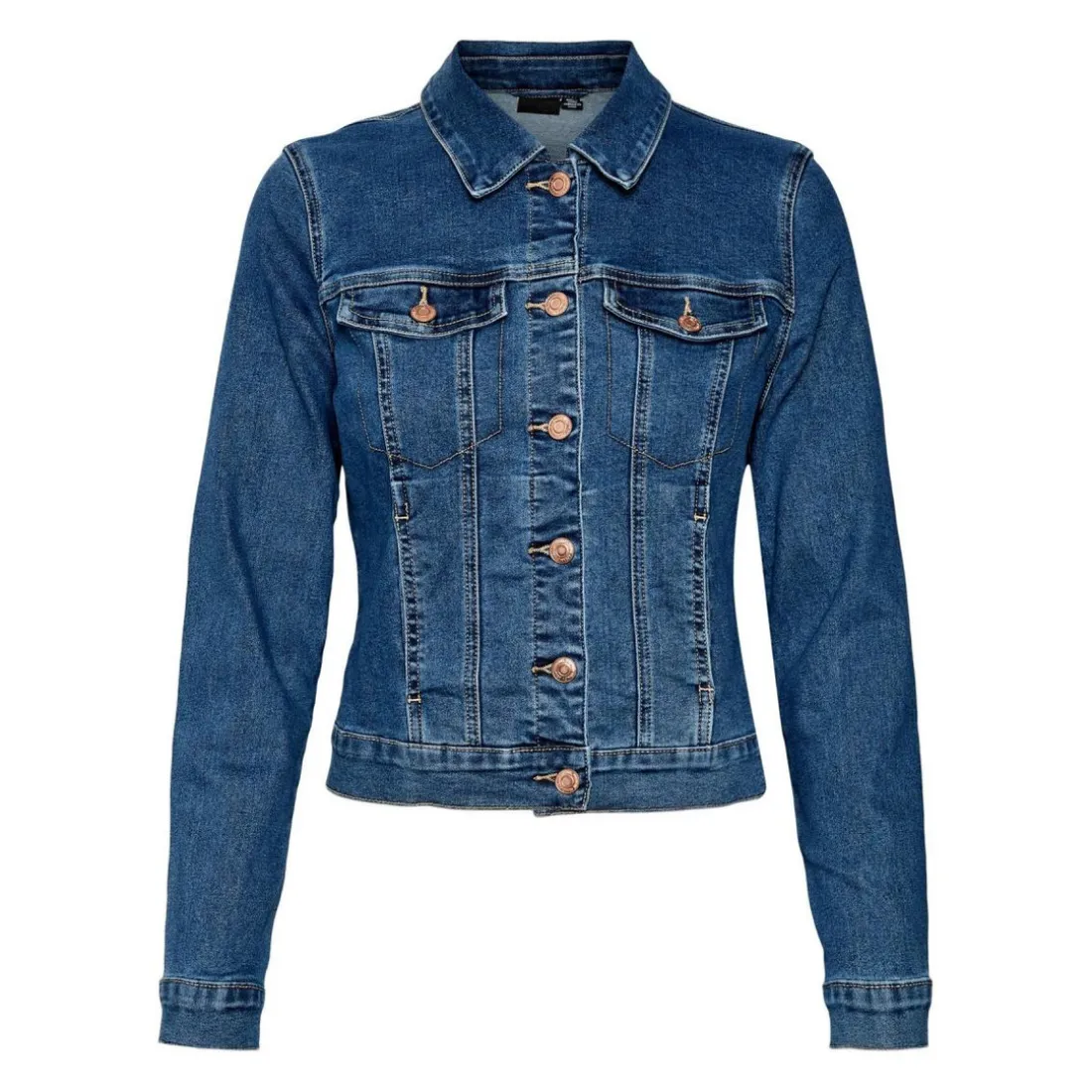 Veste en jean Col italien Manches longues bleu Hattie