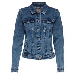 Veste en jean Col italien Manches longues bleu Eve