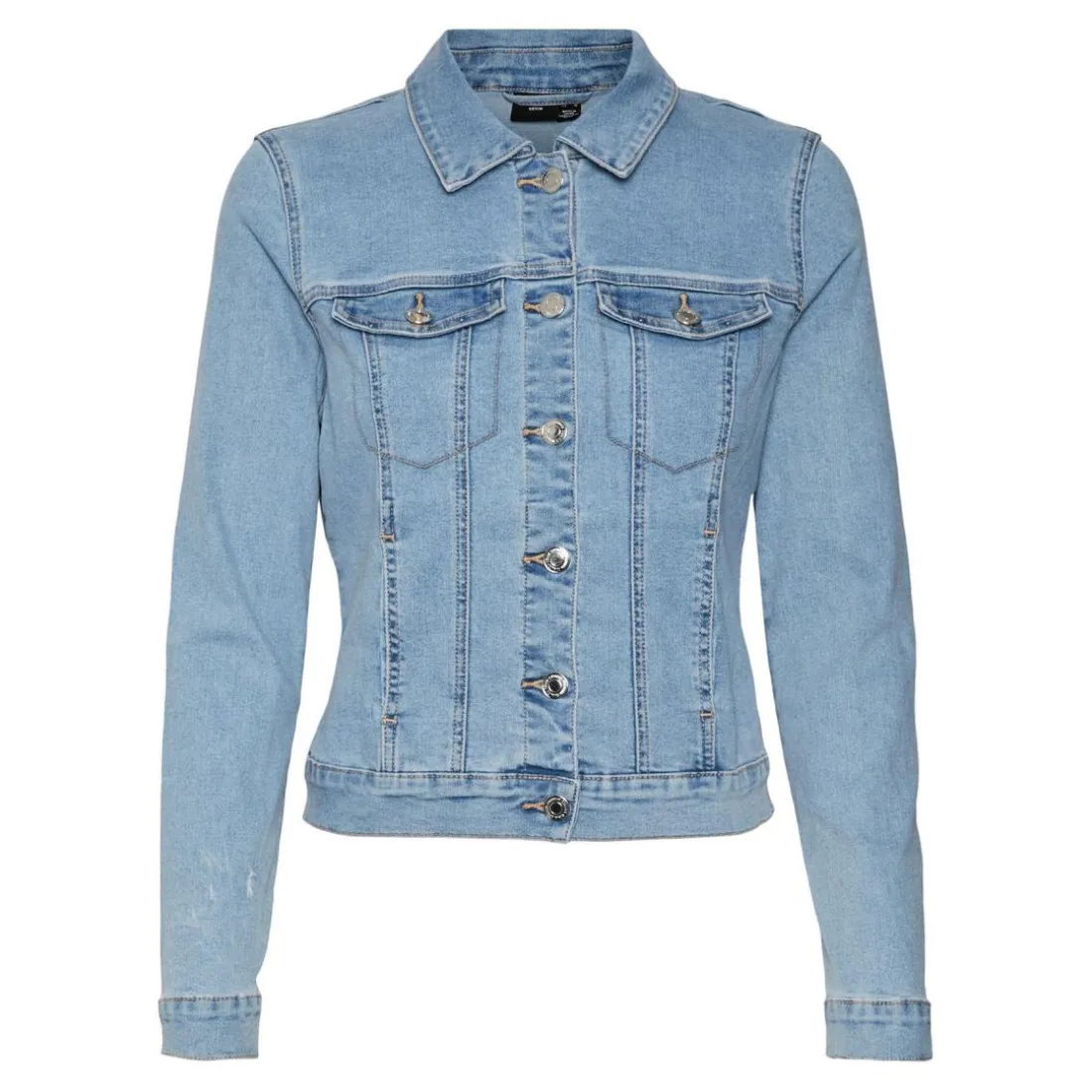 Veste en jean Col italien Manches longues bleu Nia