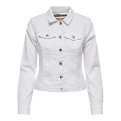 Veste en jean court col italien blanc Demi