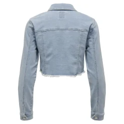 Veste en jean court col italien bleu clair Lia