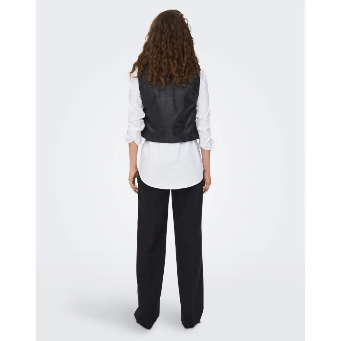Veste en similicuir Col motard Sans manches noir