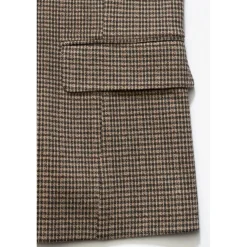 Veste fille blazer Zoyagi à motif pied de poule pour fille beige