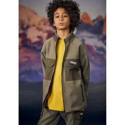 Veste garçon, zippée Moltobo kaki vert en coton pour garçon