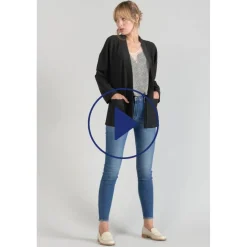 Veste kimono Sobrado noir brillant