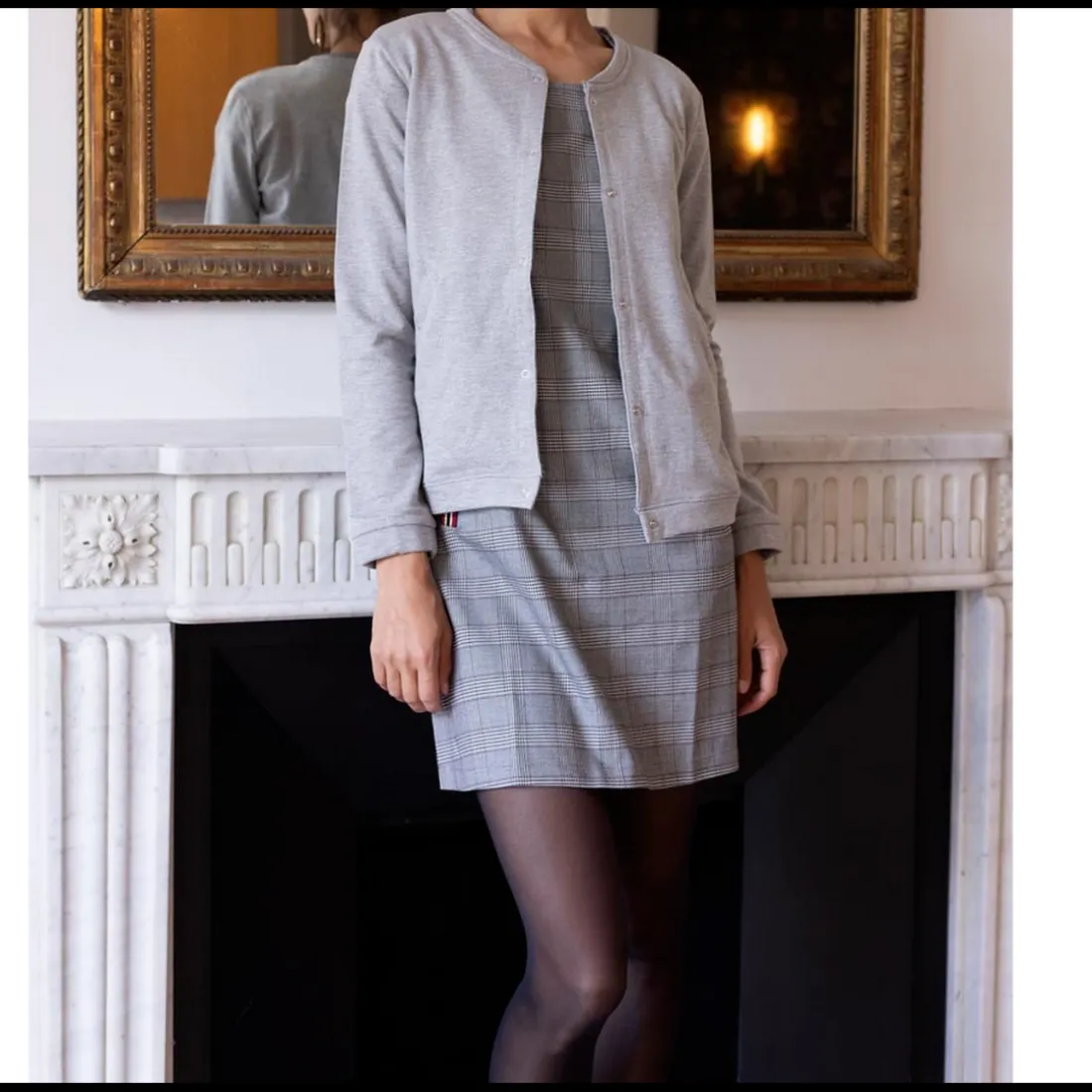 Veste manches longues fermée par pressions femme - gris chiné
