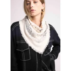Veste oversize cachemire JADE noir et coutures grises