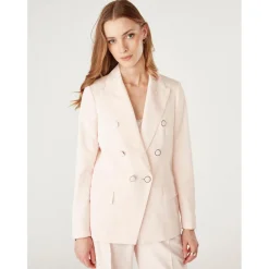 Veste tailleur double boutonnage rose