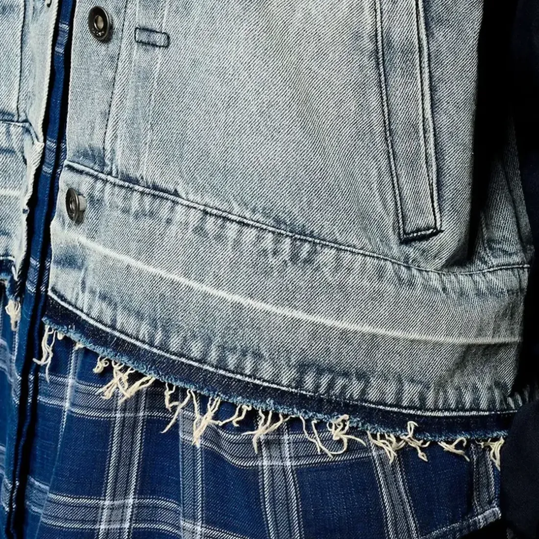 Veste VOILA bimatière bleu en coton