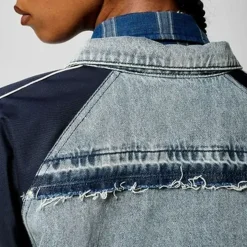 Veste VOILA bimatière bleu en coton