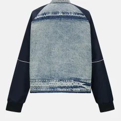 Veste VOILA bimatière bleu en coton