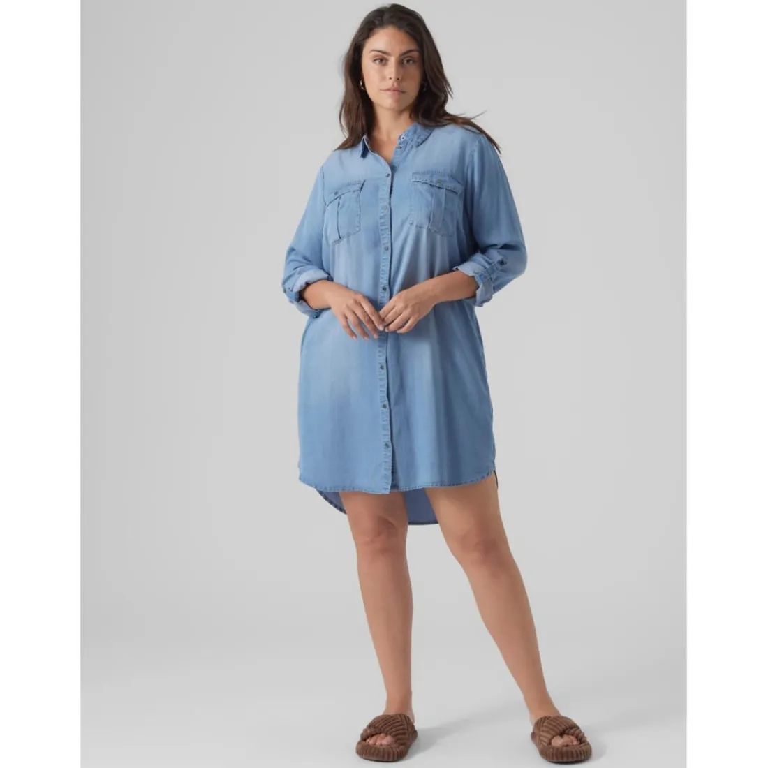 VMSILA - Robe courte col chemise bleu
