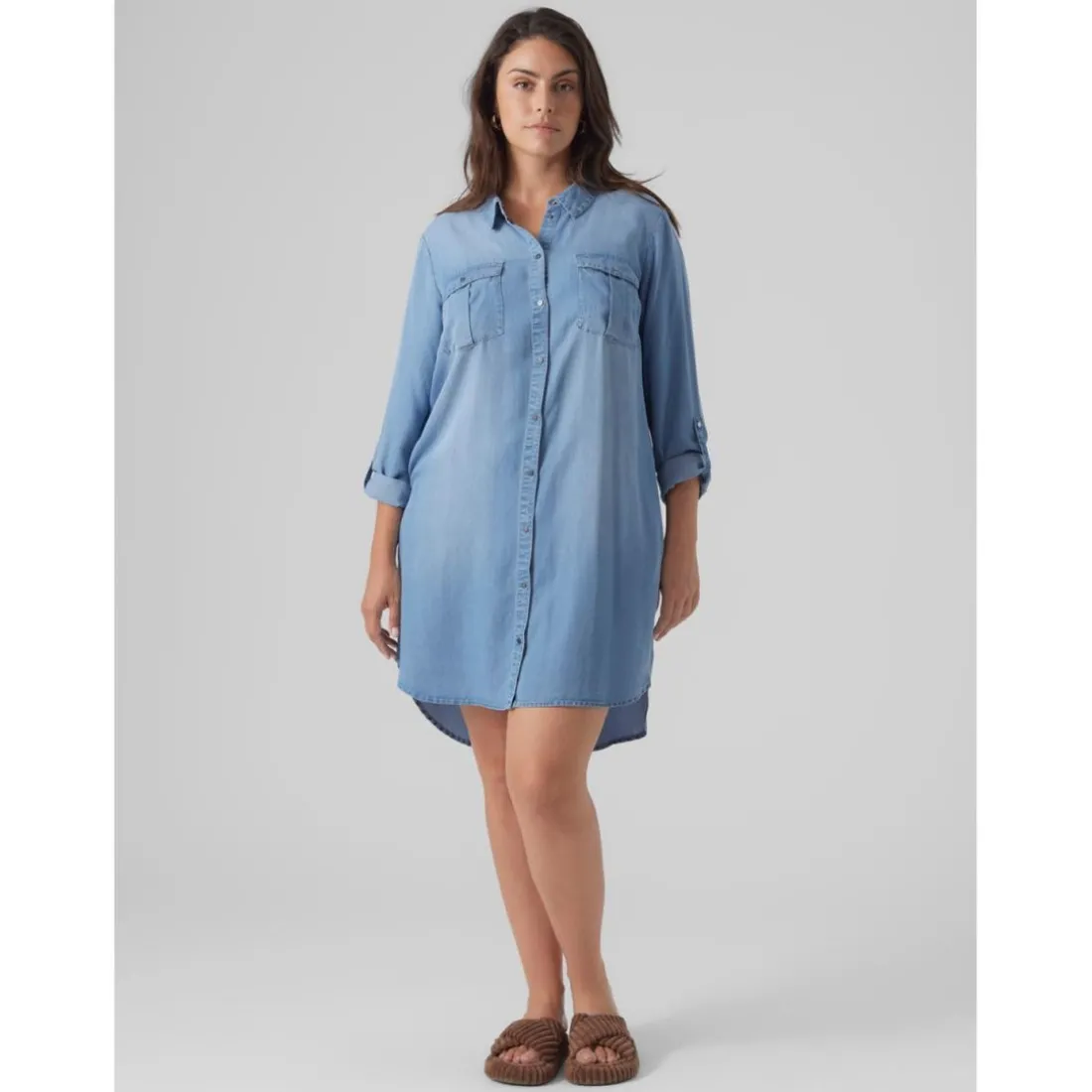VMSILA - Robe courte col chemise bleu